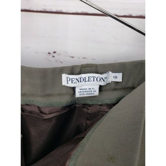 Pendleton Women's Wool Dress Pants Green Olive Size 10 High Rise Formal - Picture 3 of 7